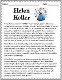 Helen Keller Differentiated Biography Reading Passage and 