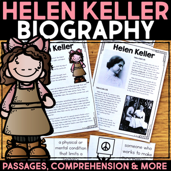 Preview of Helen Keller Biography Research, Reading Passage, Templates - Women's History