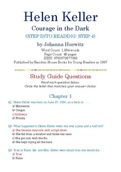 Preview of Helen Keller: Courage in the Dark (STEP INTO READING: STEP 4); Quiz w/Answer Key