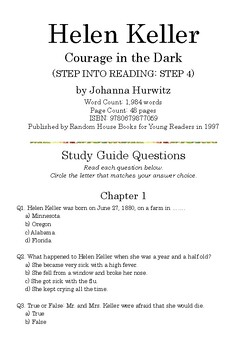 Preview of Helen Keller: Courage in the Dark (STEP INTO READING: STEP 4); Quiz