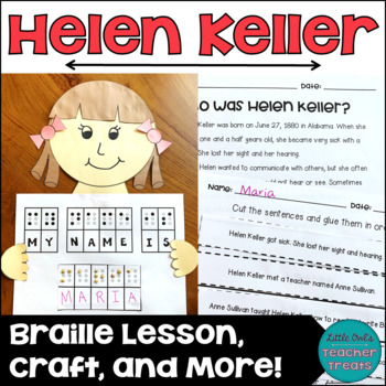 Preview of Helen Keller Craft | Braille Activity | Reading Passages