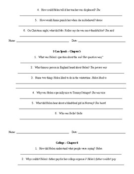 Helen Keller (Graff) Chapter Outlines-EDITABLE by Crazy Awesome Life