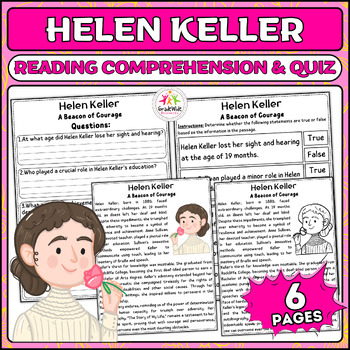 Preview of Helen Keller: Inspirational Journey Reading Comprehension & Quiz Activities