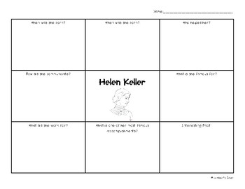 Preview of Helen Keller Lotus Square - Social Studies Graphic Organizer