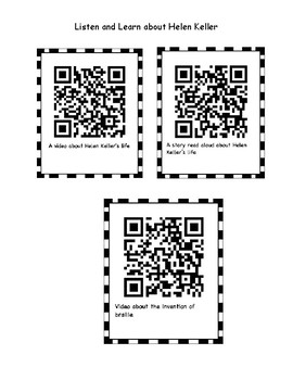 Preview of Helen Keller QR Code Station