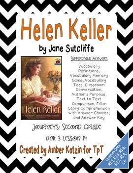 Preview of Helen Keller Supplemental Activities 2nd Grade Journeys Unit 3, Lesson 14