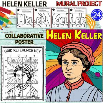 Preview of Helen Keller collaboration poster Mural project Women’s History Month Craft