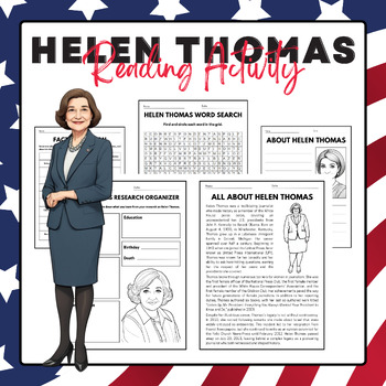Preview of Helen Thomas - Reading Activity Pack | Arab American Heritage Month Activies