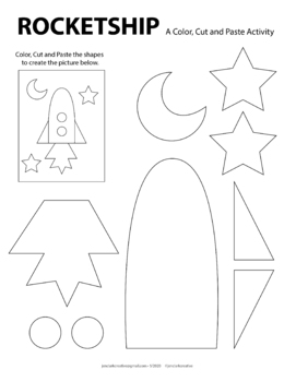 Preview of Rocketship - A Color, Cut and Paste Activity