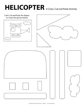 Preview of Helicopter - A Color, Cut and Paste Activity