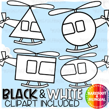 helicopter black and white clipart