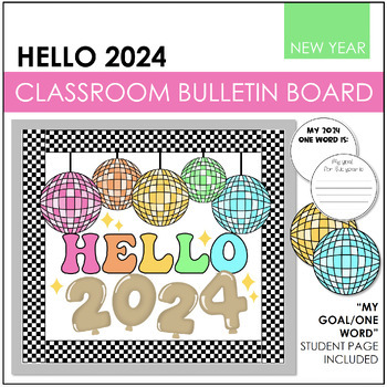 Preview of Hello 2024 New Year Bulletin Board Kit | Classroom Door Decor