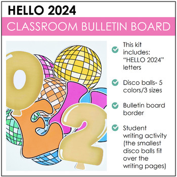 New Years 2024 Bulletin Board or Door Decor - Dinosaurs - Editable Name  Tags and Letters