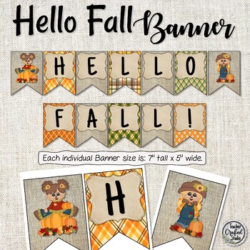Preview of Hello Fall Banner - Scarecrow Banner - Fall Banner -  Bulletin Board