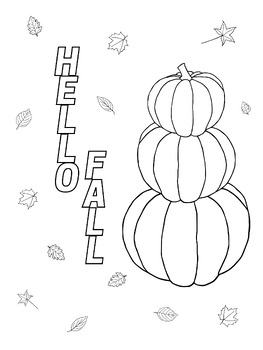 Hello Fall Coloring Page by Grace Herbein | TPT