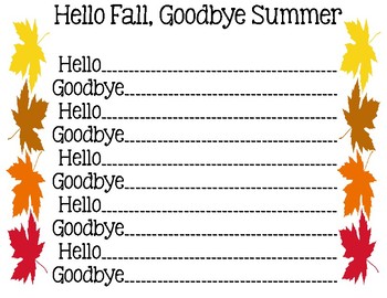 Goodbye Summer Hello Fall Worksheets Teaching Resources Tpt