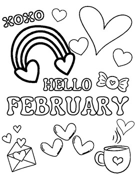 Hello February Coloring Page by Krysta Maiorino | TPT
