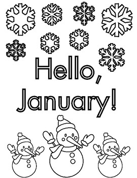 Hello, January! Coloring Pages by Kelsey Thompson | TPT