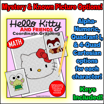 Preview of Hello Kitty & Friends Coordinate Graph Mystery Pictures! Ordered Pairs Graphing!