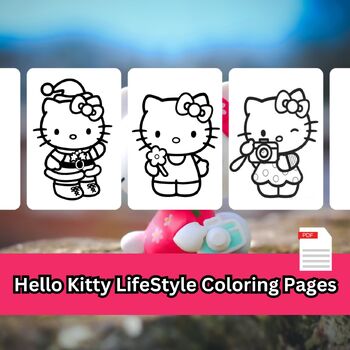 Preview of Hello Kitty and Friends LifeStyle Coloring Pages for kids