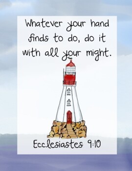 Hello Lighthouse - Bible Verse Printable (Ecclesiastes 9:10) | TPT