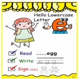 Hello Lowercase 'e':  I Can Read, Write & Sign Letter 'e'