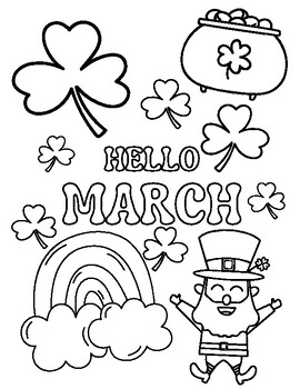 Hello March Coloring Page by Krysta Maiorino | TPT