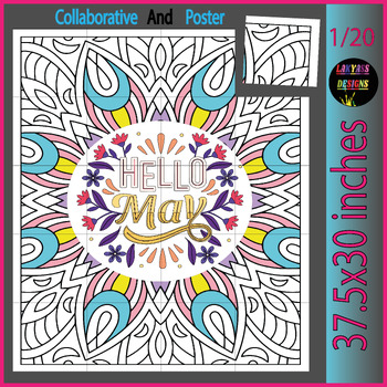 Preview of Hello May Collaborative Bulletin Board Coloring Activities Pop Art Poster Craft