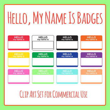 Hello My Name Is Badges Clip Art Set For Commercial Use By Hidesy S Clipart