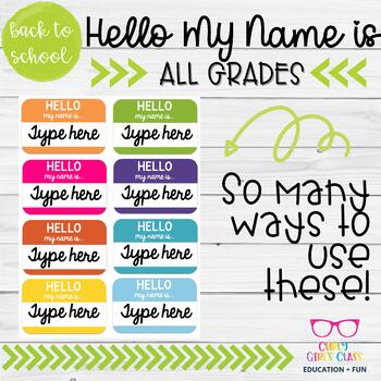 Preview of Hello My Name is.... Editable Tags