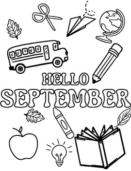 Hello September Coloring Page by Krysta Maiorino | TPT