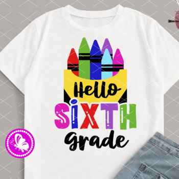 Hello Sixth grade clipart Crayons pdf svg by PartySeason | TPT