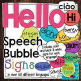 Hello Speech Bubble Signs 2 in Different Languages | Photo