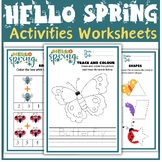 Hello Spring Activites Worksheet , Spring Craft , Spring Break Activites
