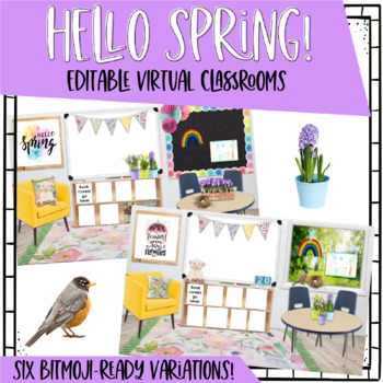 Preview of Hello Spring! Bitmoji Virtual Classrooms ⭐ACTIVITIES INCLUDED⭐Editable