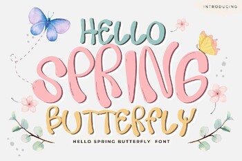 Preview of Hello Spring Butterfly Bubble font letters for teachers