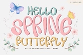 Hello Spring Butterfly Bubble font letters for teachers