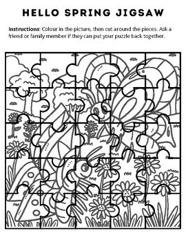 Hello Spring Coloring Puzzles | Spring Jigsaw Puzzles Coloring Sheets ...