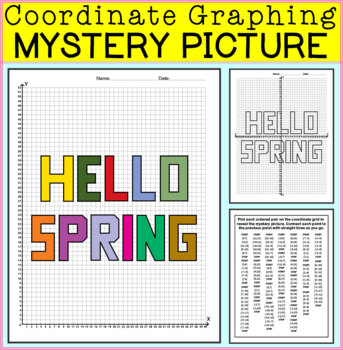 Preview of Hello Spring Coordinate Graphing Mystery Picture - Spring Math Activities