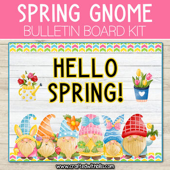 Preview of Hello Spring Gnomes Bulletin Board Kit Door Classroom Decor March Gnome