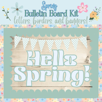 Preview of Hello Spring Groovy Green Bulletin Board Kit: Letters, Borders, Banners