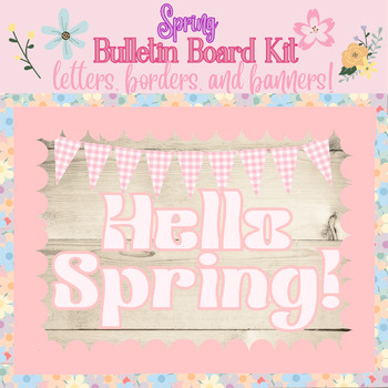 Preview of Hello Spring Groovy Pink Bulletin Board Kit: Letters, Borders, Banners