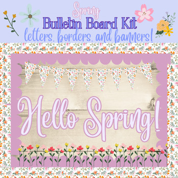 Preview of Hello Spring/Happy Spring Purple Bulletin Board Kit: Letters, Borders, Banners