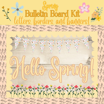 Preview of Hello Spring/Happy Spring Yellow Bulletin Board Kit: Borders, Banners, Letters