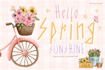 Preview of Hello Spring Sunshine Bubble font letters for teachers
