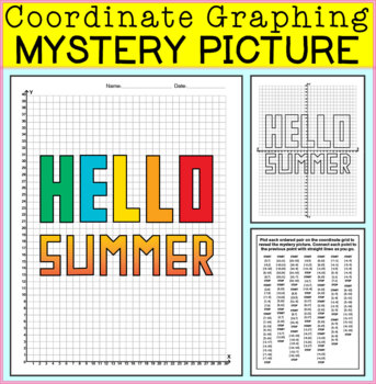 Preview of Hello Summer Coordinate Graphing Mystery Picture | End of the School Year Math