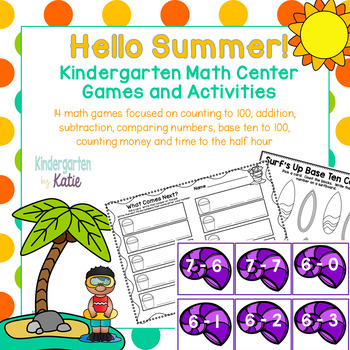 Preview of Hello Summer!  Kindergarten Math Center Games and Activities