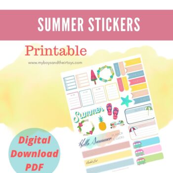 Hello Summer Planner Stickers - Daily Planner Printable | TPT