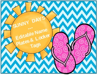 Hello Sunshine! SUMMER SCHOOL (Editable Nameplates & Locker Tags) by