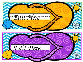 hello sunshine summer school editable nameplates locker tags by